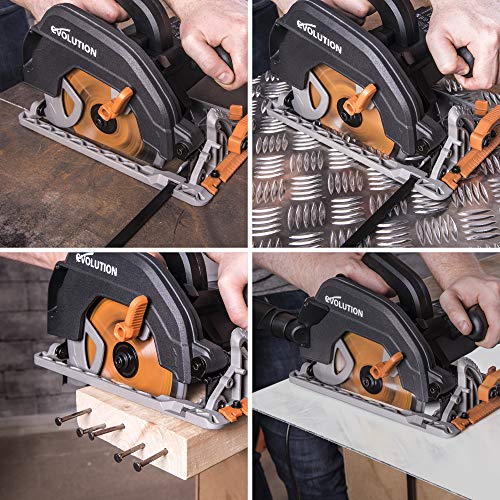 Evolution Power Tools R185CCS 7-1/4" TCT Multi-Material Cutting Circular Saw, 7-1/4", Orange Evolution