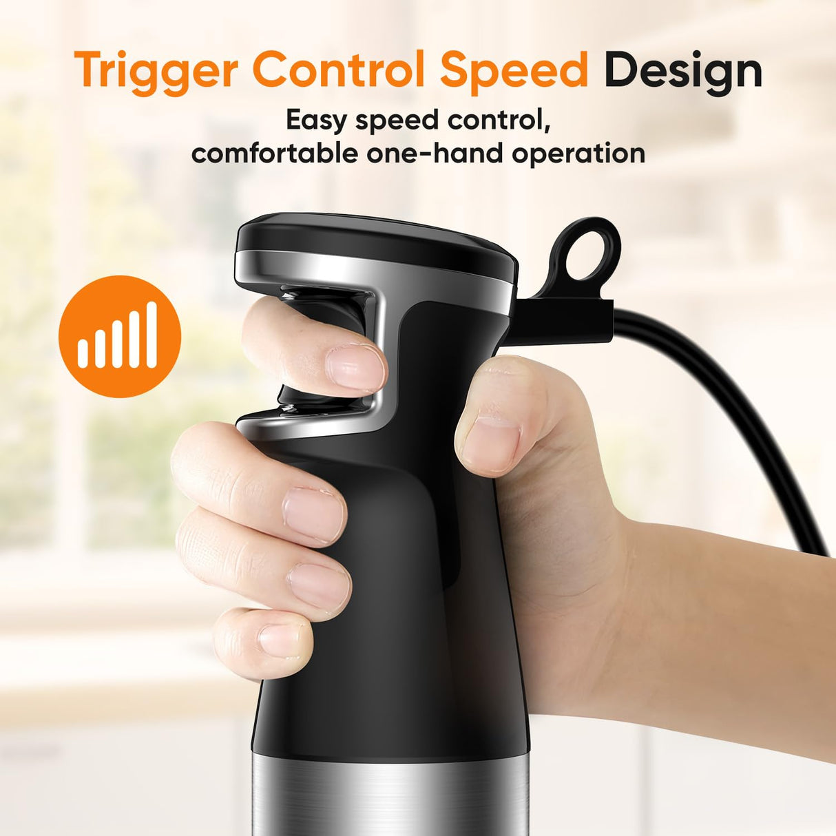 Immersion Blender Handheld 1100W Corded Hand Blender Trigger Variable Speed 3 in 1 Stick Blender with Whisk, Milk Frother Attachments Emulsion Blender Handheld for Soup, Smoothie, Puree BESROY