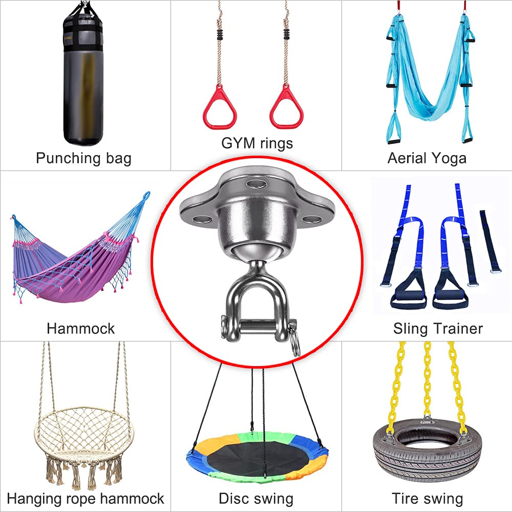 SELEWARE Heavy Bag Hanger Punching Bag Heavy Bag Ceiling Mount Hanger Silent Ball Swivel for Boxing Muay Thai Training Speed Bag, Heavy Duty Swing Hanger Swivel Hook for Tire Net Swing Hardware SELEWARE