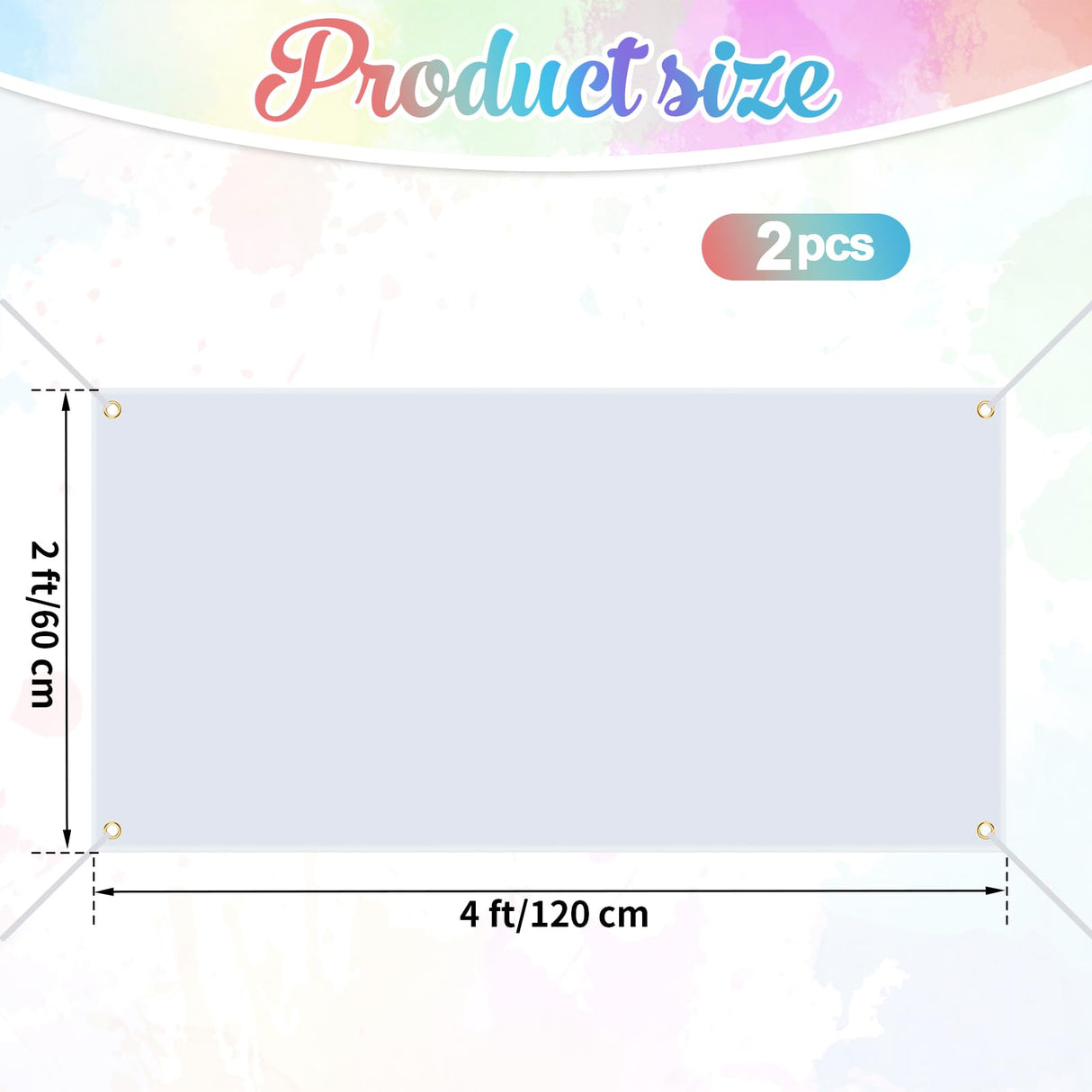 Blank Banners Sign to Decorate, 2 Pcs Large Blank Vinyl Banner Signs with Hanging Ropes, DIY Blank Sublimation Vinyl Banners for Christmas, School, Birthday, Party Indoor Outdoor Decor (2 X 4 Ft) GCTWFYK