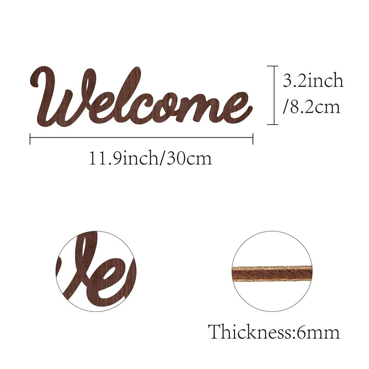 CREATCABIN Cutout Welcome Sign Wooden Wall Art Decor Wood Word Sculpture Signs Rustic Farmhouse For Housewarming Home Front Door Entryway Wall Decoration, Brown, 11.9 x 3.2inch CREATCABIN