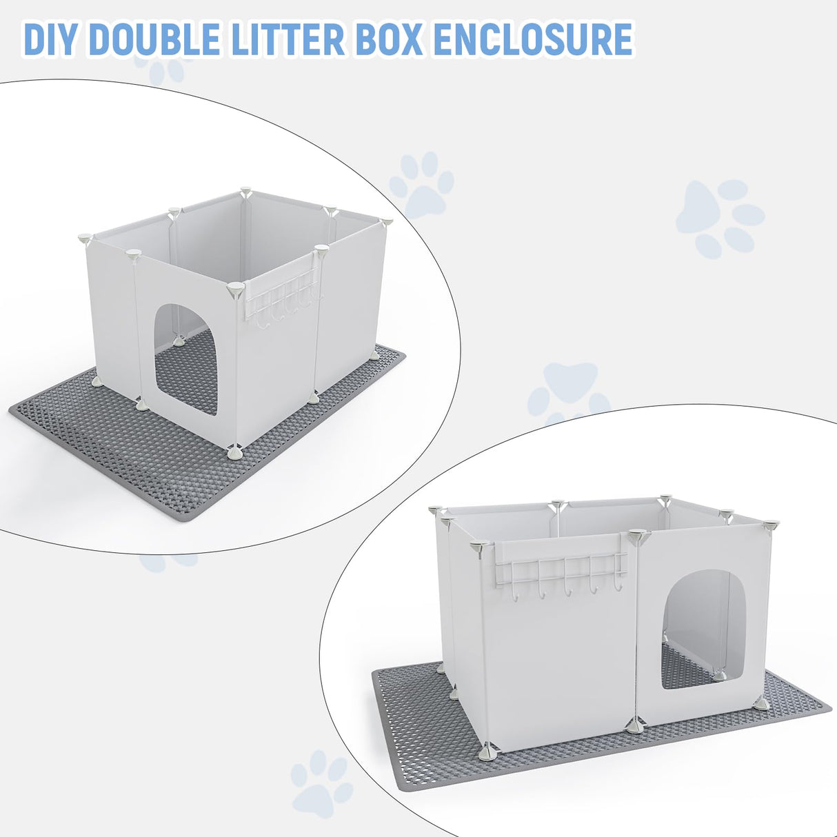 Cat Litter Box Enclosure, Large Cat Toilet Splash Guard Without Leakage (24"L × 18.9"W × 16.5"H) Foldable Litter Tray Screen with Non-Slip Mats & Dust Cover, Pet Bathroom Pee Shields (No Litter Box) Acools