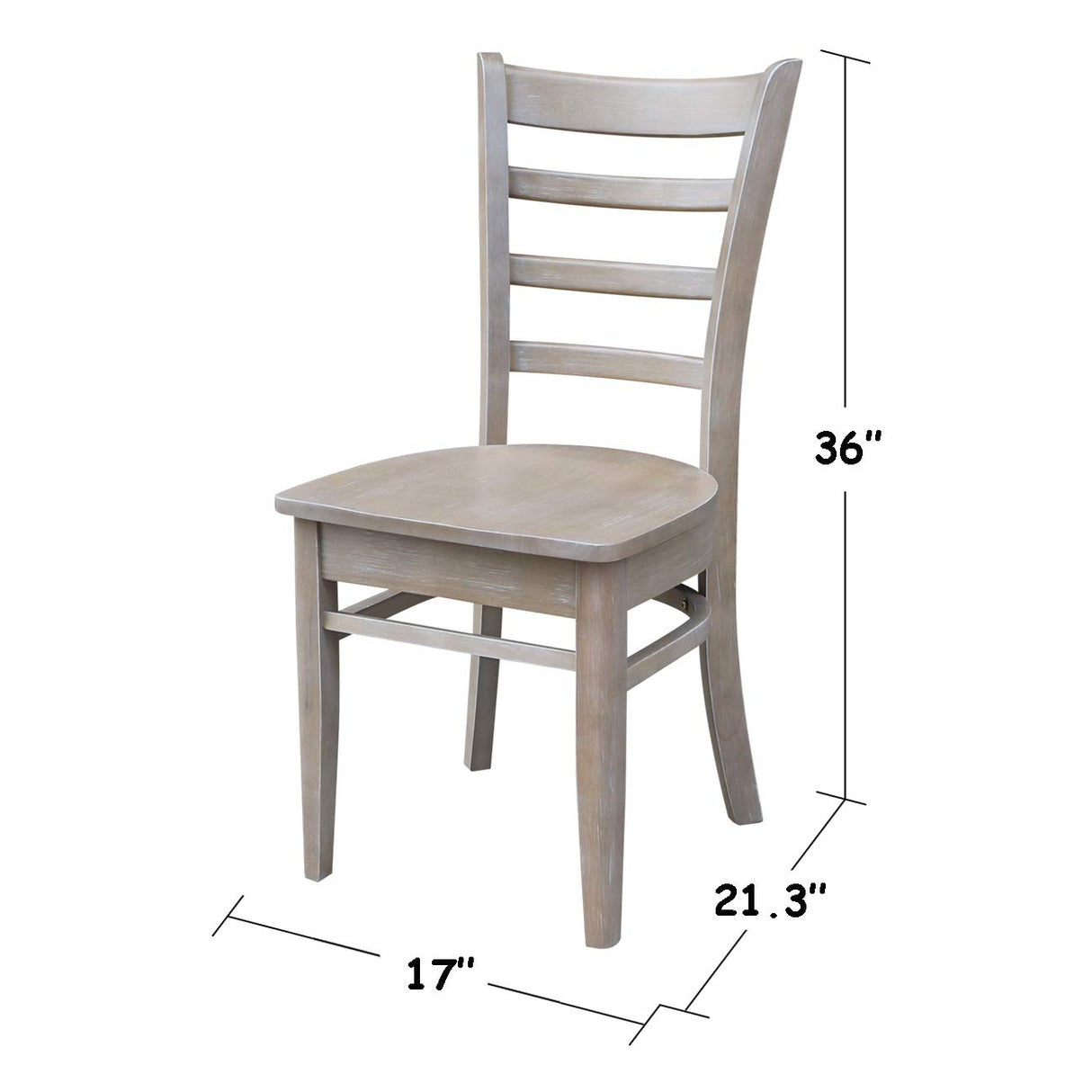 International Concepts Set of Two Emily Side Dining Chairs, Washed Gray Taupe IC International Concepts