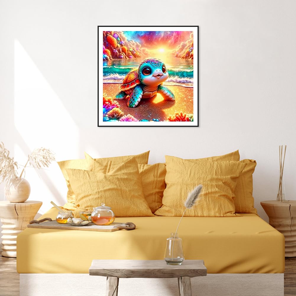 FHBUBPUP Sea Turtle Diamond Painting Kits for Adults, Animal Diamond Art Kits for Beginners, 5D DIY Full Drill Round Diamond Point Gem Art, Craft Gift Suitable for Home Wall Decoration 12×12Inch FHBUBPUP