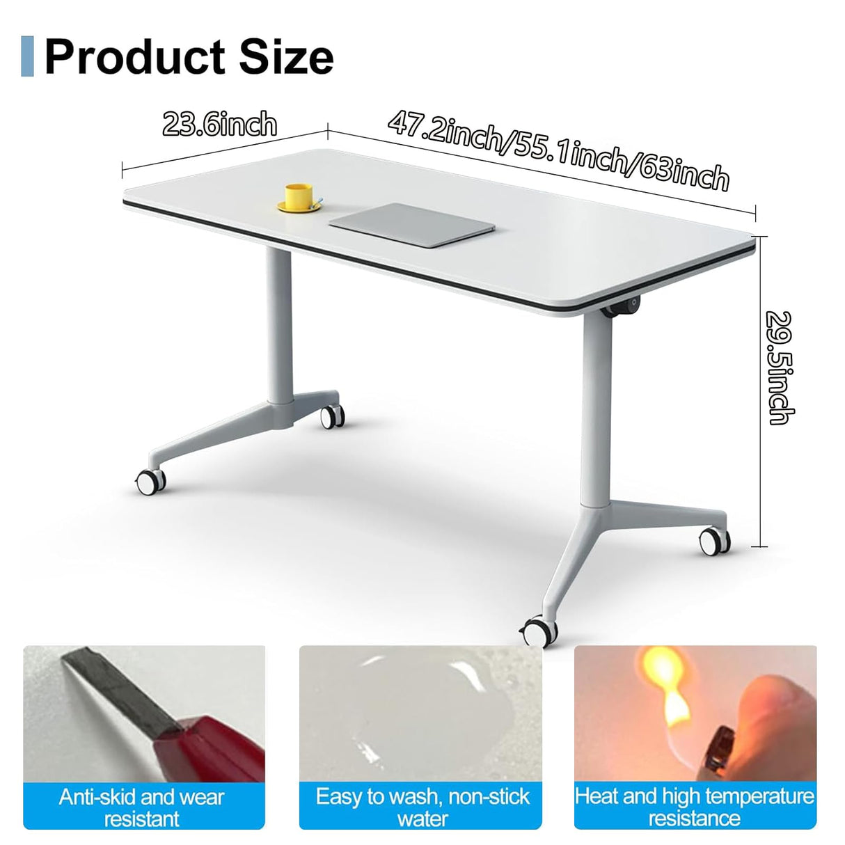 Conference Table, Folding Conference Room Tables Office Table Flip Top Mobile Meeting Training Table with Wheels, Seminar Boardroom Table for Home Office Classr ( 6 Pack 63 x 23.6 x 29.5 inch ) Ysjndasm