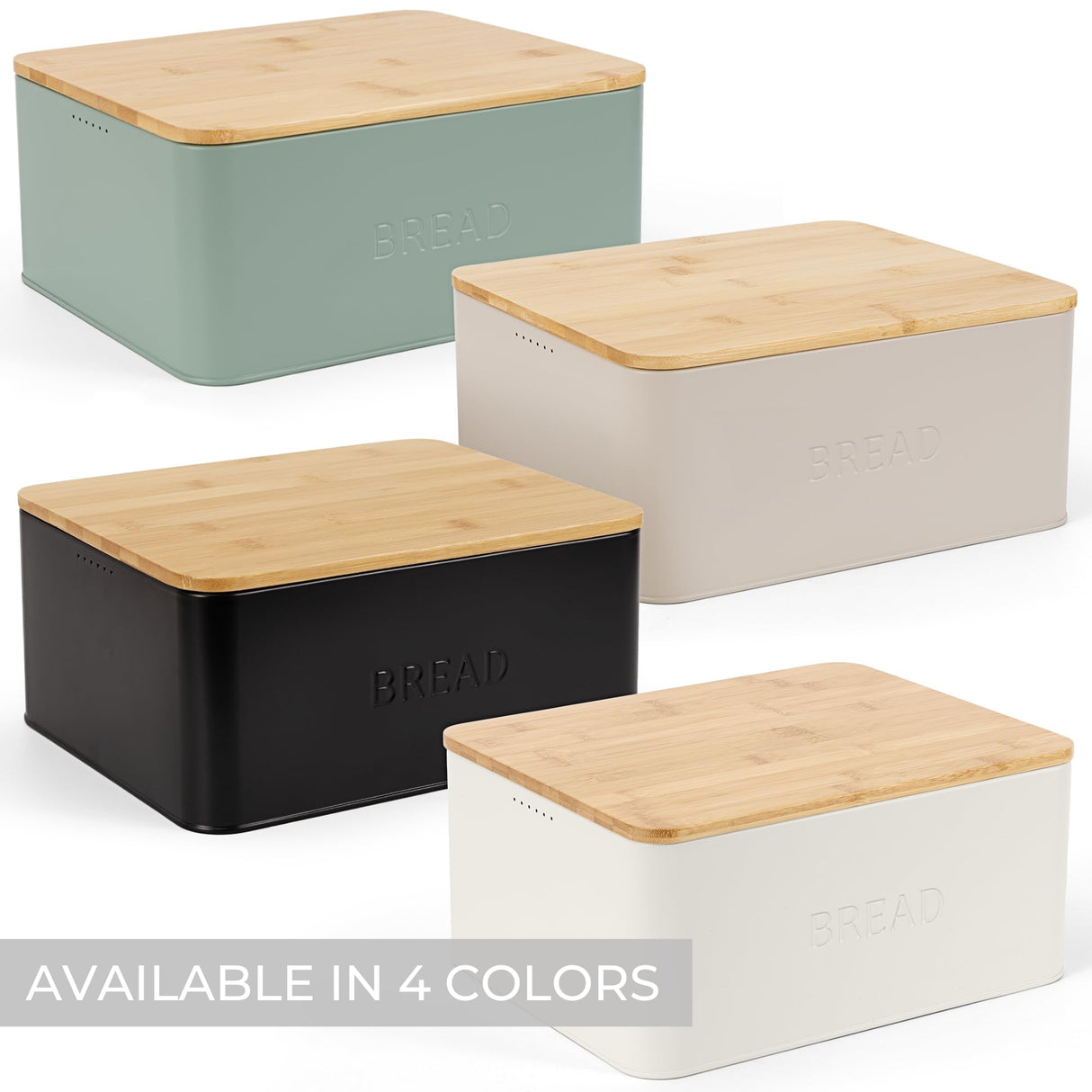 Beautiful Bread Box With Wooden Lid For Your Kitchen Countertop - Spacious Container Perfectly Stores Your Homemade Bread, English Muffins & Bagels - Quality Cutting Board Lid Keeps Your Bread Fresh ZICOTO
