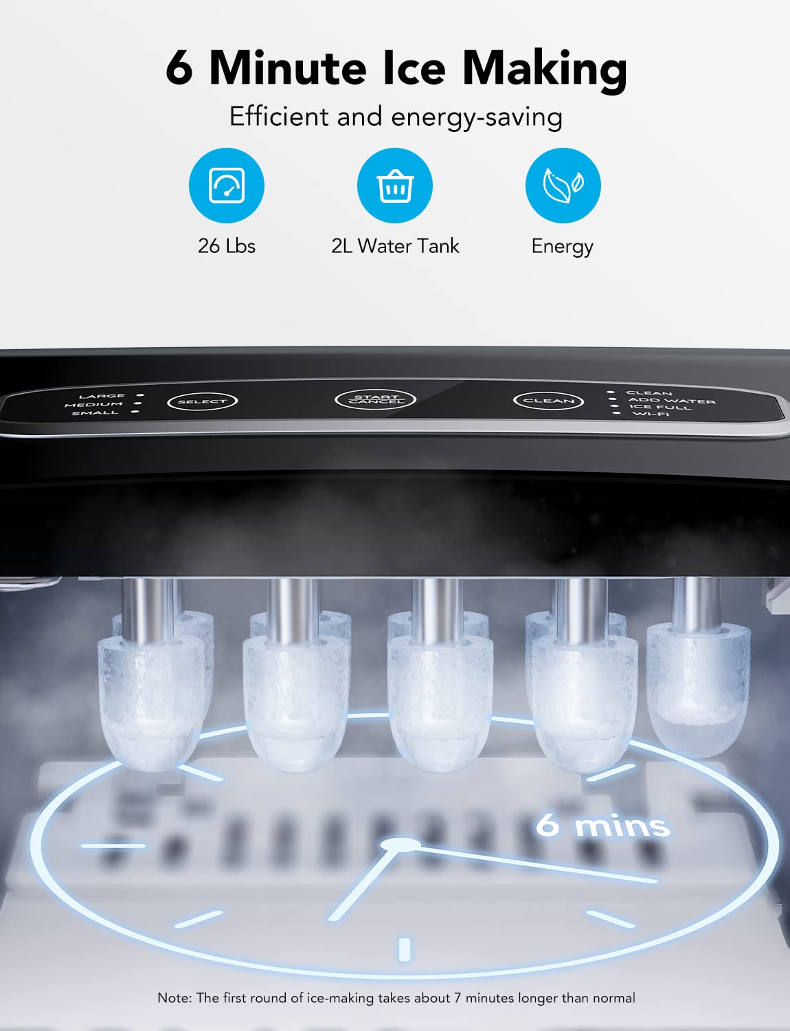 GoveeLife Smart Ice Maker Machine Countertop with Self Cleaning, Voice Remote, 26lbs in 24Hrs, 9 Ice Cubes in 6 Minutes 3 Sizes, Portable Ice Makers with Basket and Scoop, for Home Kitchen Camping RV GoveeLife