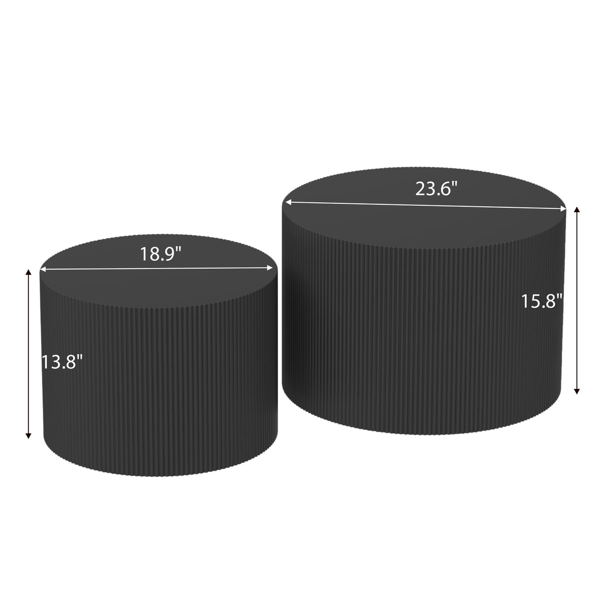 Furnivado Black Round Coffee Table Set of 2, Modern Wooden Nesting Coffee Tables for Living Room, No Assembly Required Circle Side Tables Set Accent End Table for Bedroom, Balcony Furnivado