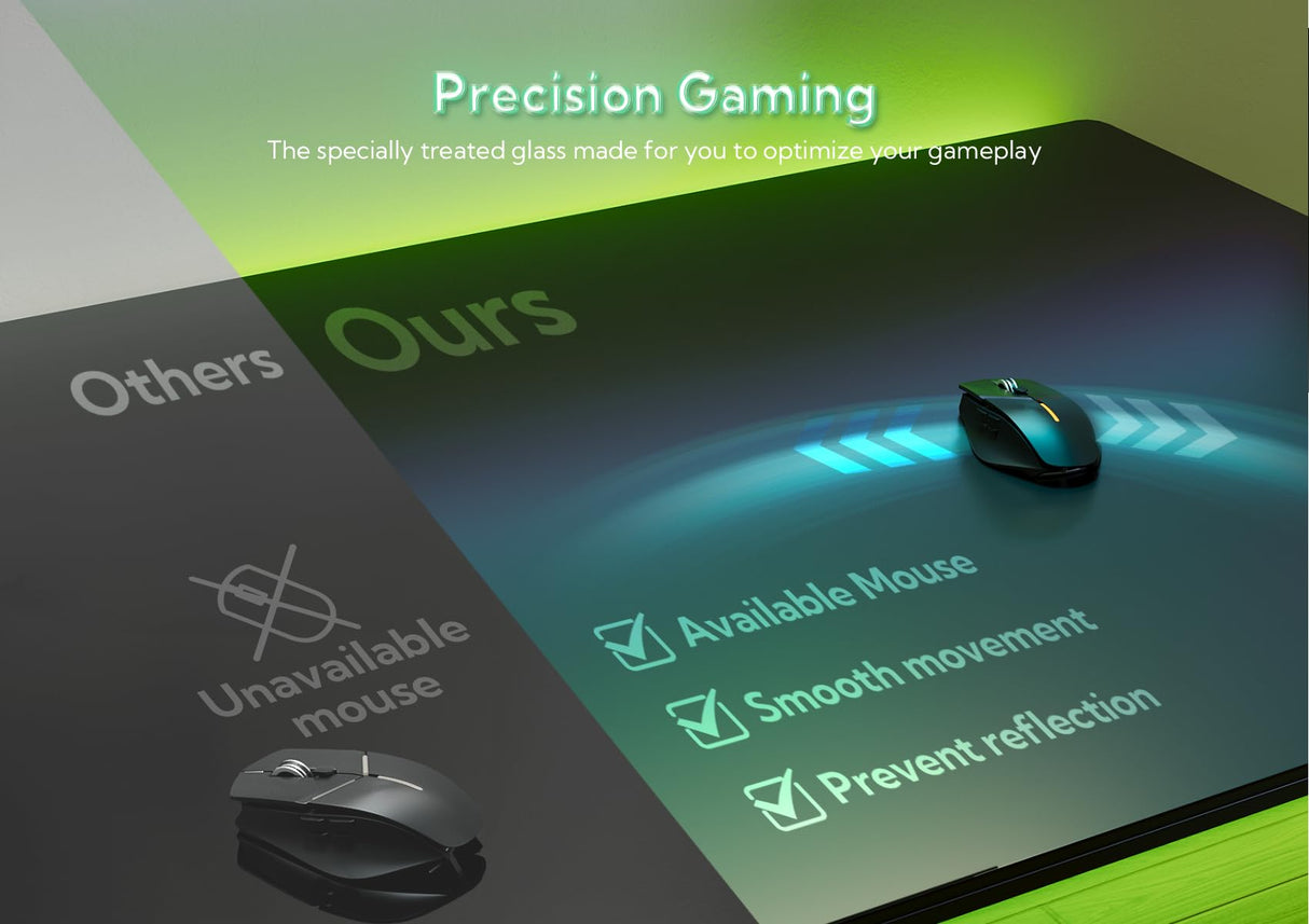 INNOVAR Glass Gaming Desk with Drawers, Electric Standing Desk Adjustable Height, Professional Gaming Glass Surface Improved Precision and Speed, Black 55 inch INNOVAR