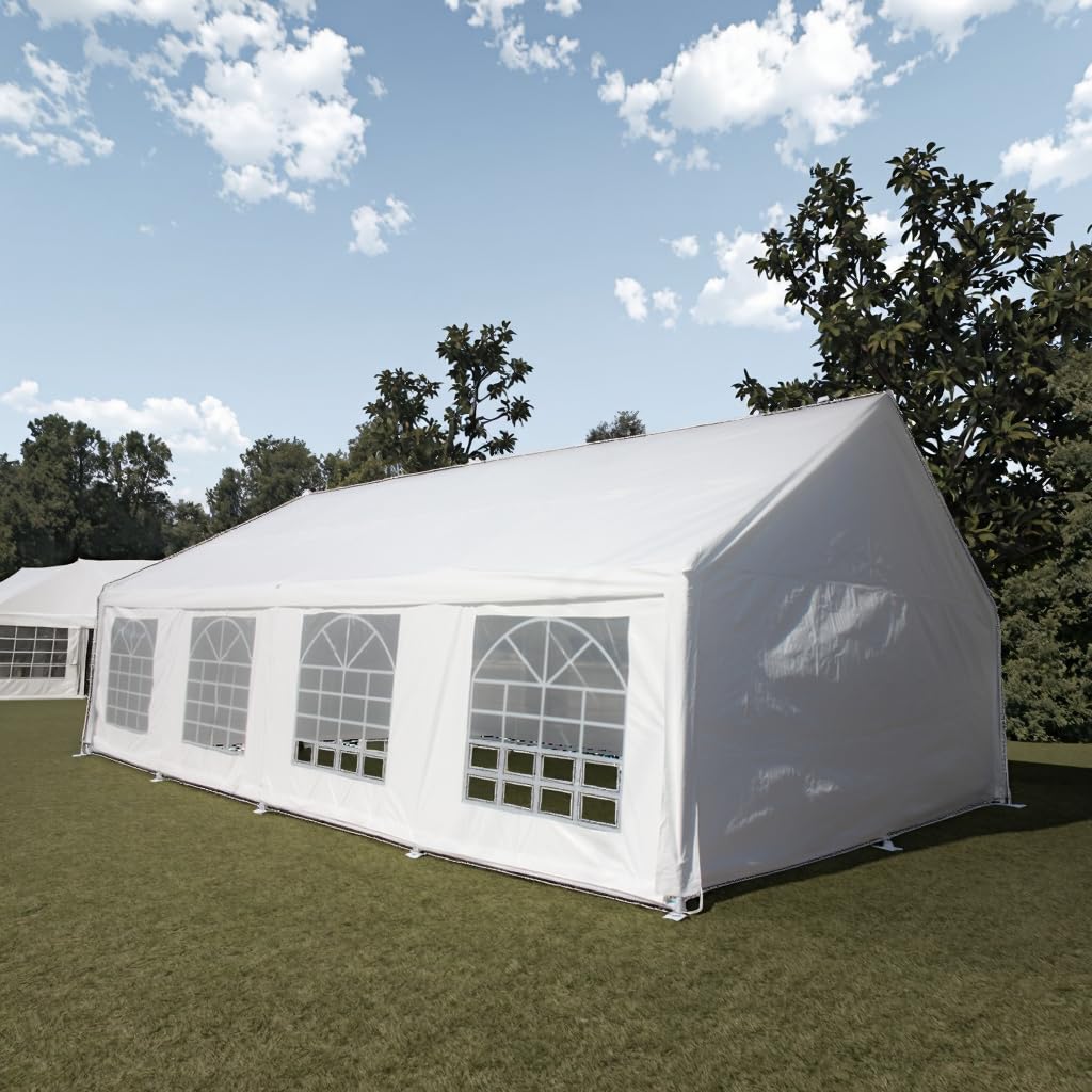 VeroFree 20x30ft Heavy Duty White Party Tents for Weddings, Events, Carports & Gazebos-Durable, Easy Setup with Steel Frame & Anchor Kits Included VeroFree