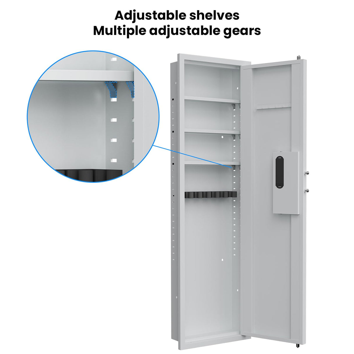 53" In-Wall Hidden 5-6 Gun Safe | Password Touch Panel Digital Lock | Adjustable Shelves & Gun Stock | Heavy Duty Steel Security Cabinet | Firearm Valuables Storage Gareinwuds