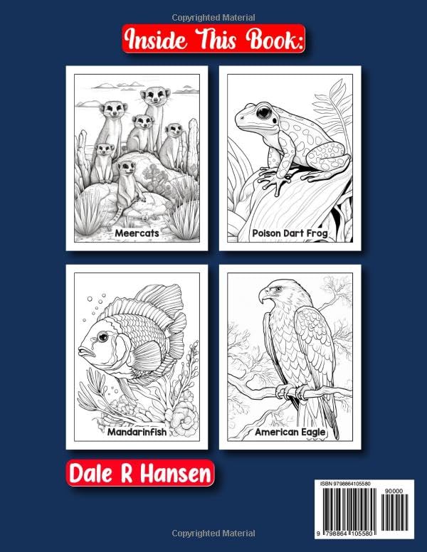 Animals of the World Coloring Book for Adults WoodArtSupply