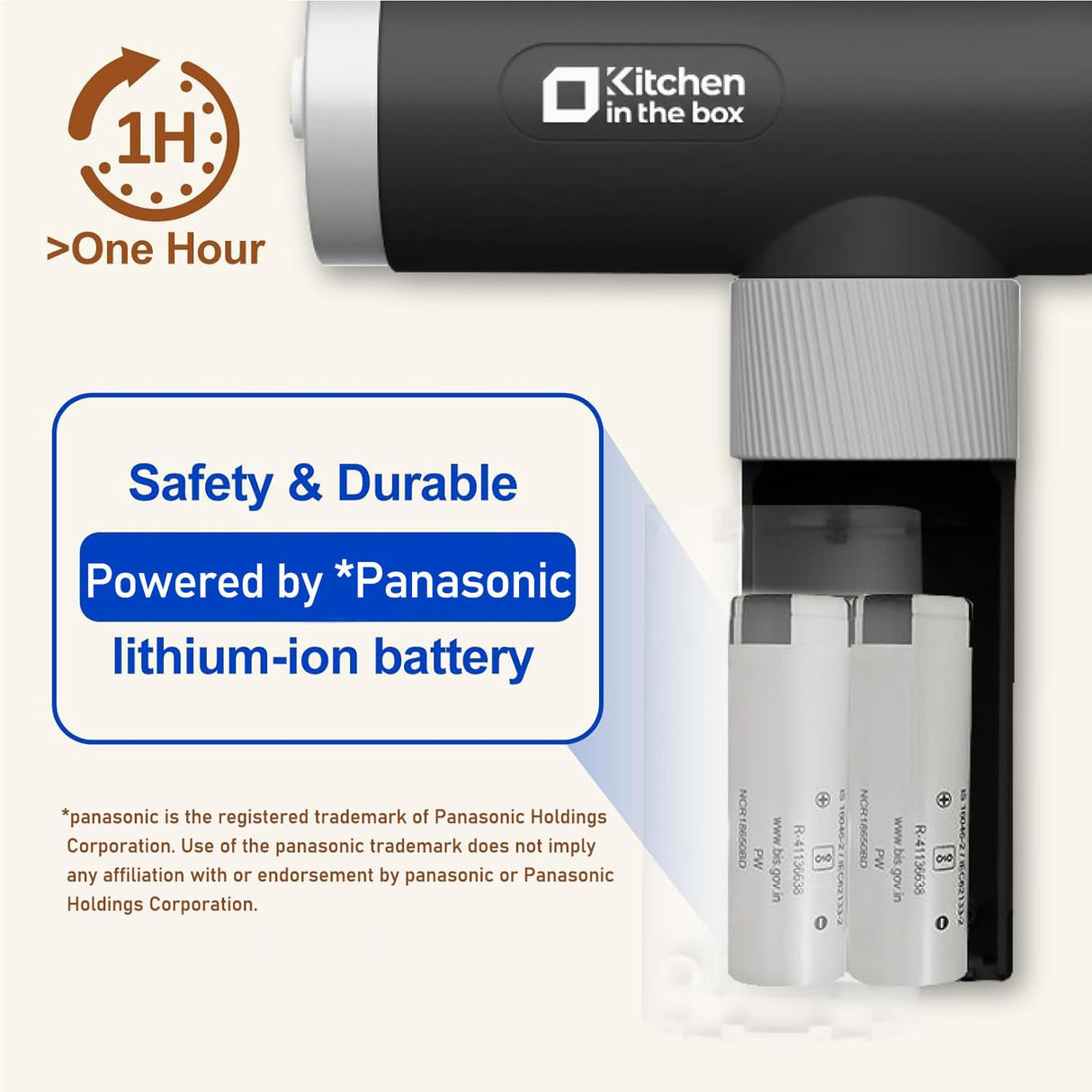 Kitchen in the box Cordless Rechargeable Handheld Mixer for Kitchen, Portable Electric Kitchen Mixer with Beaters, Whisks, 6-Speed Digital Display, Charging Base and USB-C Charge Cable (Classic Black) Kitchen in the box