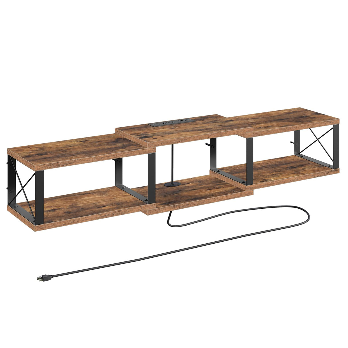 MAHANCRIS Floating TV Stand with Power Outlet, Wall-Mounted Entertainment Console Center with Storage, Floating TV Shelf for Under TV Storage, for Living Room, Bedroom, Rustic Brown TVHR101E01 MAHANCRIS