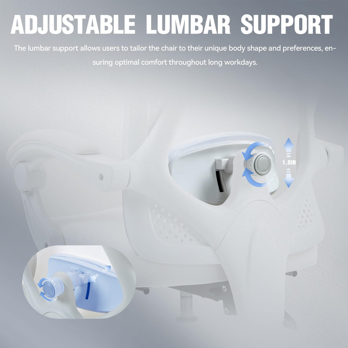 Dowinx Ergonomic Office Chair,Breathable Mesh Computer Chair with Pocket Spring Cushion,Comfy Desk Chair with Adjustable Lumbar Support and Headrest,Steel Base Swivel Task Chair with Footrest White Dowinx