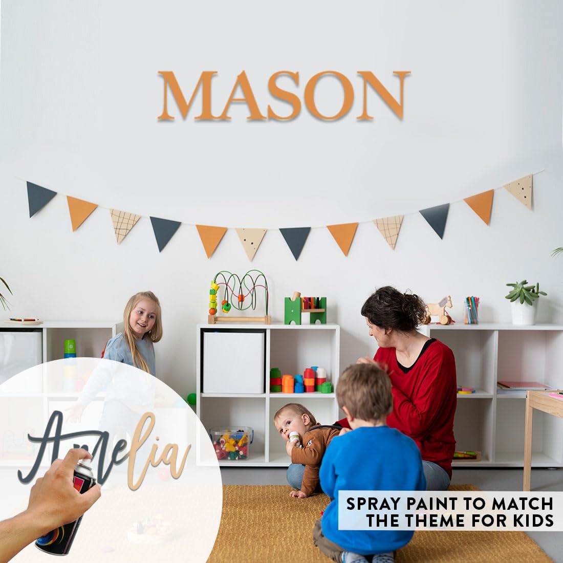 Andaz Press Custom Wooden Name Sign For Nursery In Unfinished Wood, DIY Paint Personalized Name For Nursery Wall, Large Baby Name Signs For Nursery Or Kids Room Decor, Baby Name Wall Decor Gifts Andaz Press