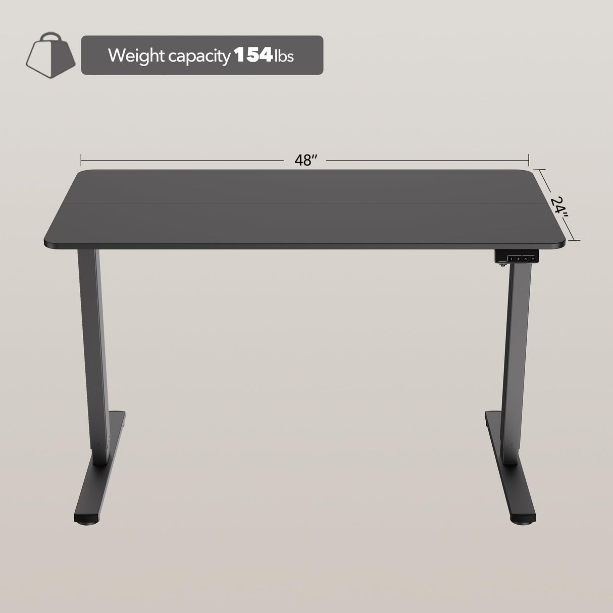 LongKe Electric Standing Desk Adjustable Height, Stand up Home Office Desk, 48x24 Inches Sit Stand Desk with Memory Preset, Black LongKe