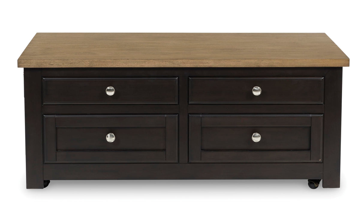 Signature Design by Ashley Drazmine Casual Lift-Top Coffee Table with 4 Drawers and Casters, Dark Brown & Light Brown Signature Design by Ashley