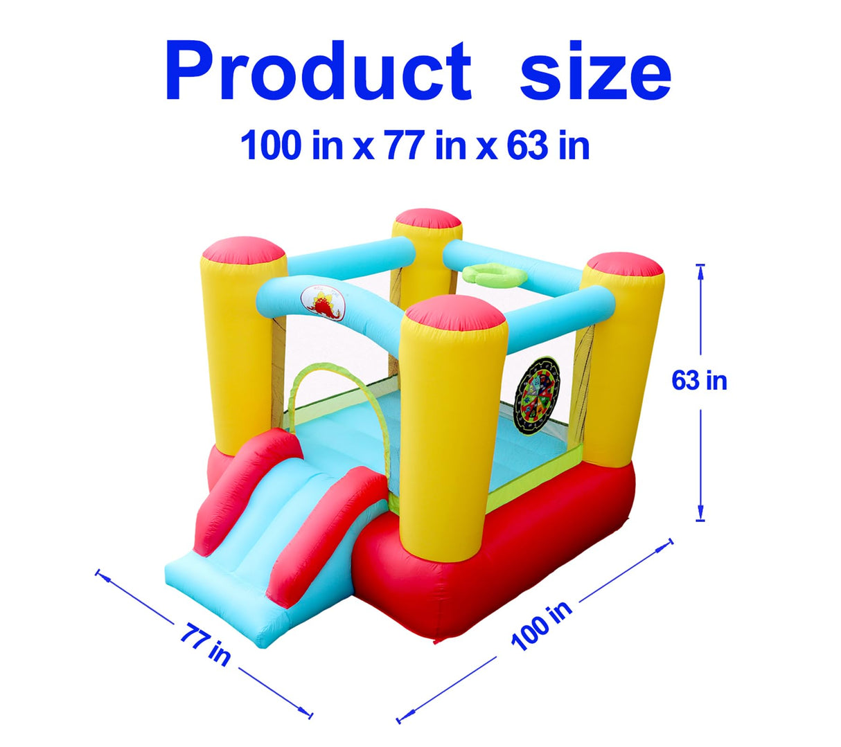 WELLFUNTIME Inflatable Bounce House Slide, Kids Jumping Castle with Blower, 100x77x63 Inch Bouncy Castle WELLFUNTIME
