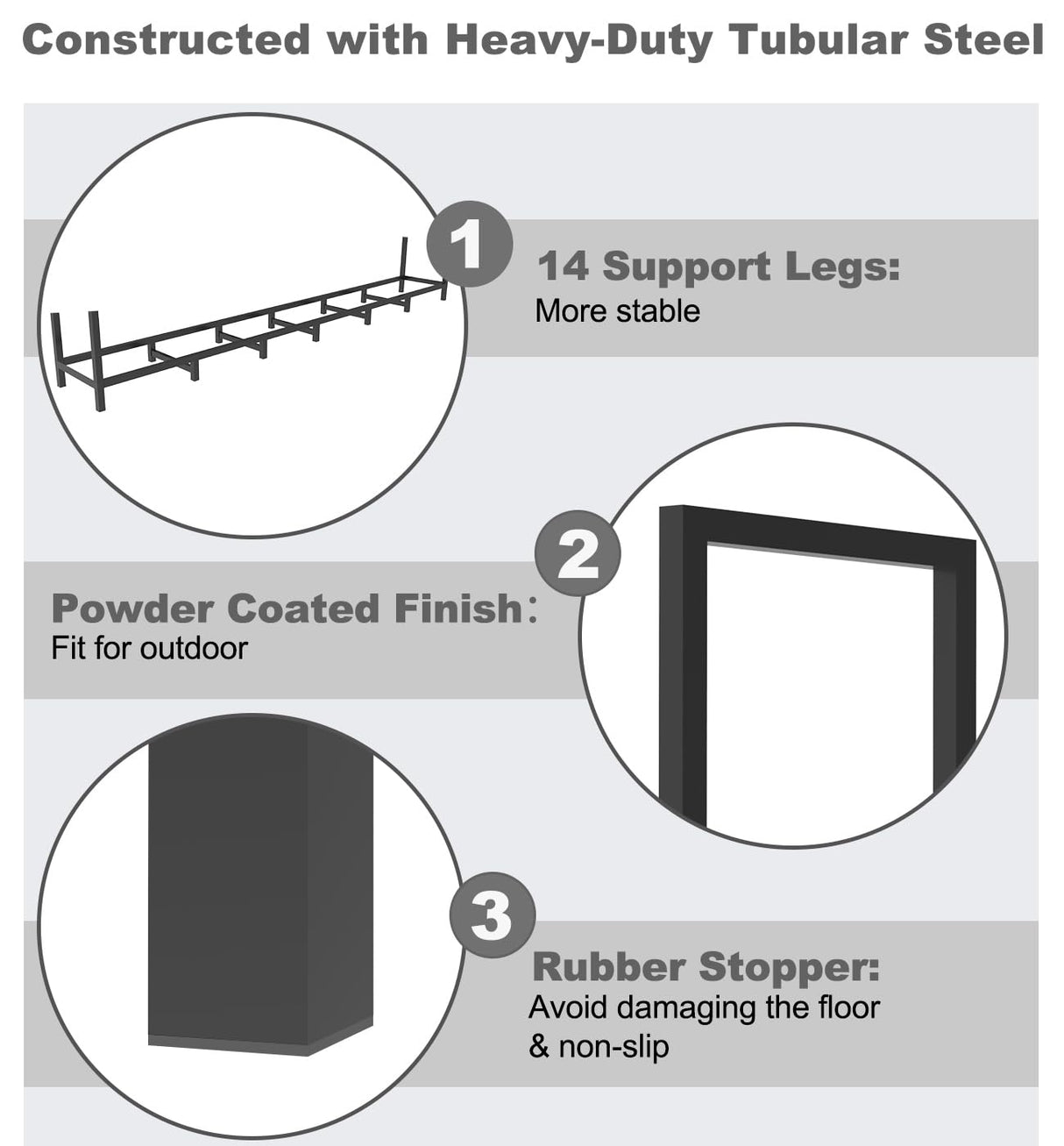 BALIE SPACE 8ft Outdoor Firewood Rack Holder with 14 Support Legs for Indoor Fire Wood Pile Storage, Adjustable Heavy Duty Fire Log Stacker Stand Organizer for Fireplace, Black BALIE SPACE