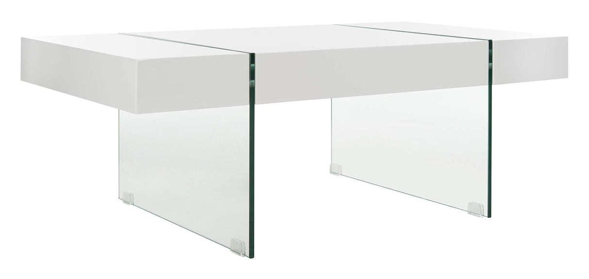 Safavieh Home Jacob White and Glass Leg Coffee Table Safavieh