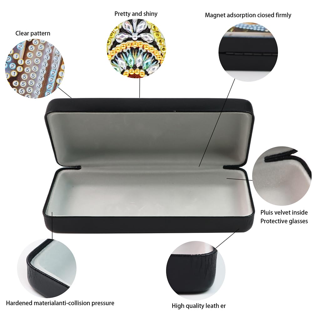 Diamond Art Painting Eye Glass Case, DIY Panda Diamond Art Glasses Storage Box Sunglass Case for Adults Handmade for Art Craft Gift Travel Sunglass Eyeglasses WoodArtSupply
