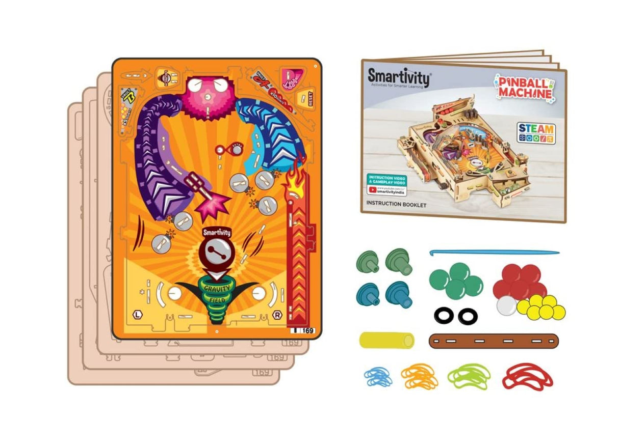 Smartivity Pinball Machine Wooden Model Engineering STEM Learning Toy for Kids Ages 8 and Up Smartivity