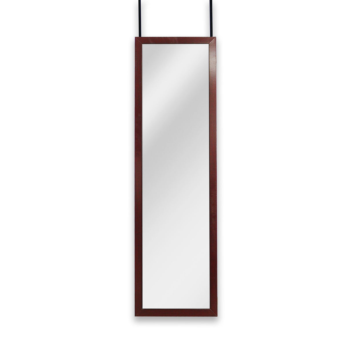 Mirrotek - Full Length Adjustable Over The Door Mirror White Wood Finish Hanging Instant Install Long Body for Bedroom, Dorm Room, 14" x 48" Mirrotek
