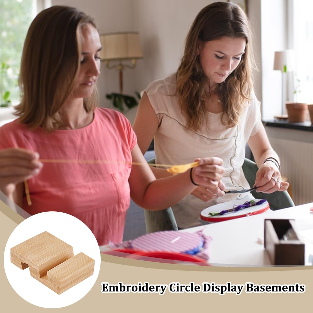 OLYCRAFT 4Pcs Embroidery Hoop Wooden Base Embroider Hoop Base 2.1x3.1 Inch Embroidery Hoop Easels Rectangle Embroidery Display Stand Cross Stitch Hoop Accessories Decor OLYCRAFT