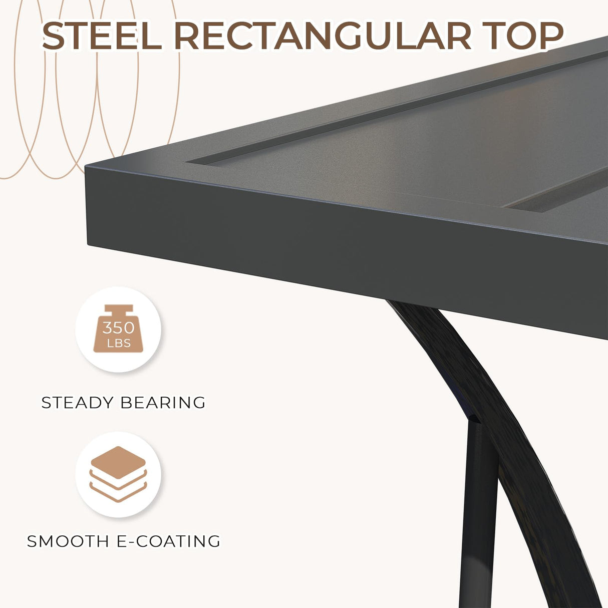 BUPPLEE 9-Piece Outdoor Dining Set with 8 Padded Aluminum Foldable Chairs & Rectangular Table with Umbrella Hole - Patio Furniture for Backyard, Balcony, Poolside BUPPLEE