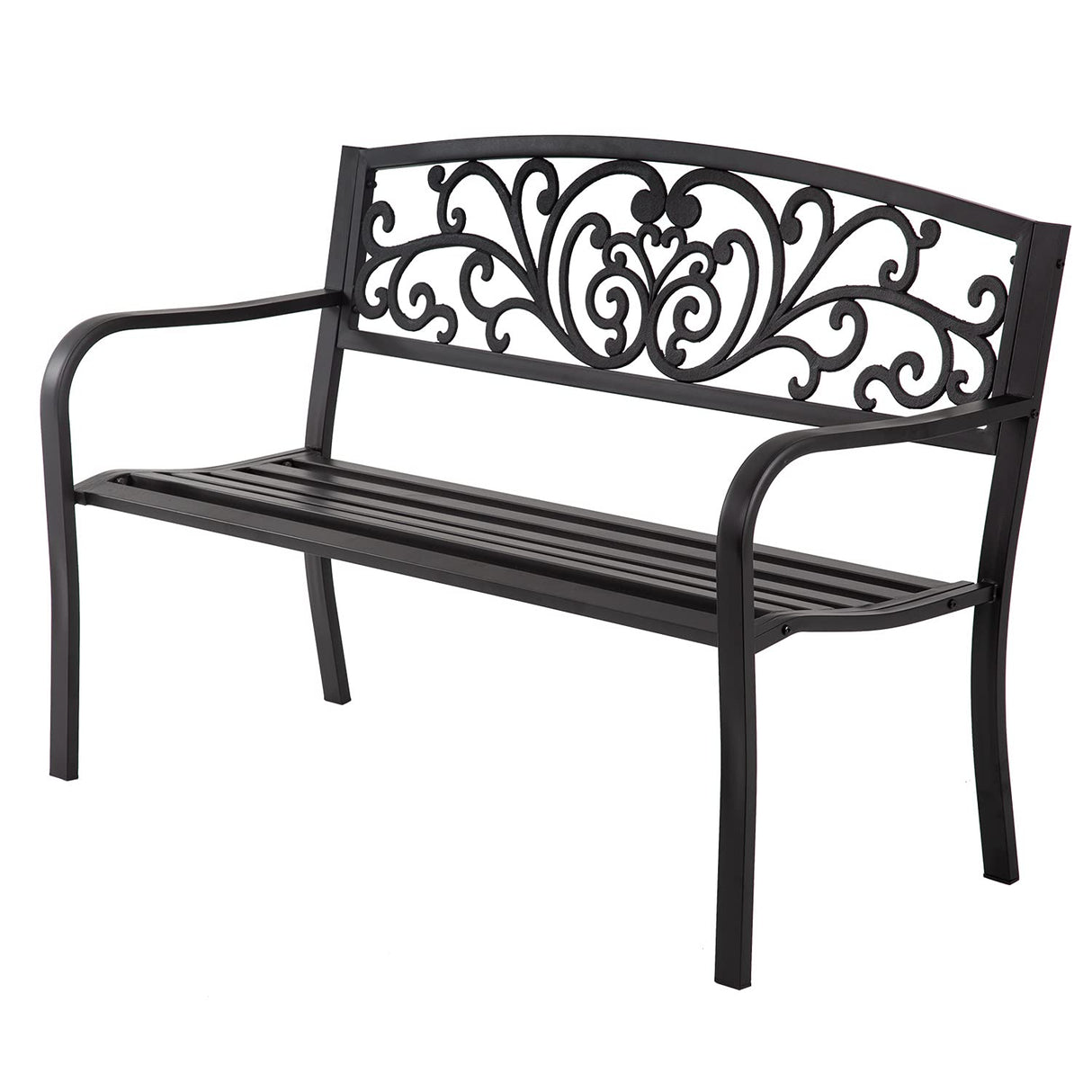 FDW 50in Garden Bench,Powder-Coat Steel Outdoor Benches,500LB Capacity Patio Bench Outdoor Benches for Porch,Garden, Park,Backyard FDW