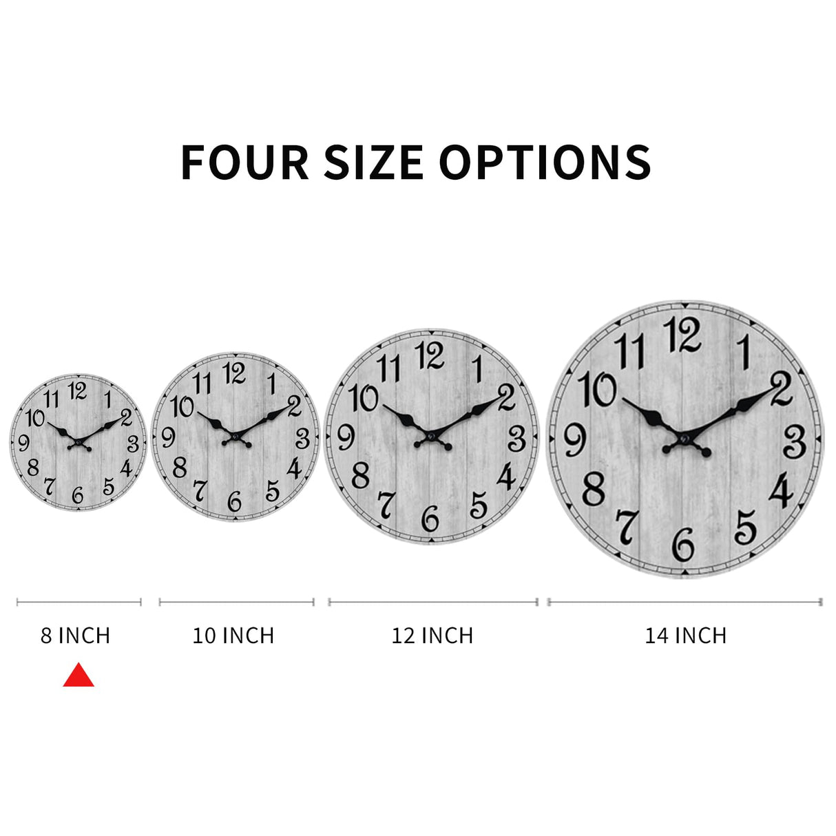 HYLANDA Wall Clock, Rustic Wall Clocks Battery Operated Silent Non Ticking, Country Round Wooden Clocks Farmhous Wall Decorative for Kitchen, Bathroom, Living Room (Gray 8 Inch) HYLANDA