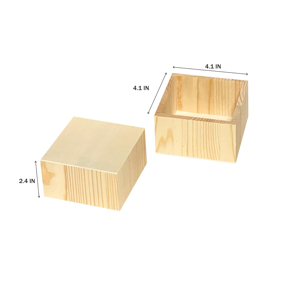 24 Pack 4 Inch Square Wood Box Unfinished Small Wooden Boxes for Crafts (Outer 4.1x 4.1x 2.4 in,Interior 3.5 x 3.5 x 2.3 in) Cregugua