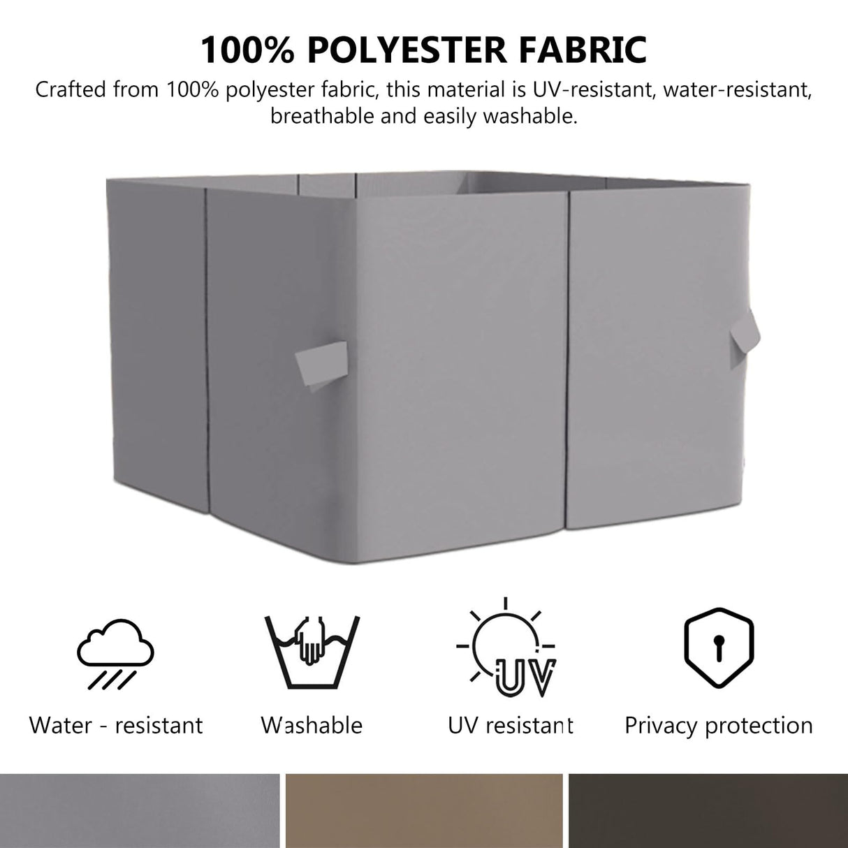 Aoodor 10' x 12' Gazebo Curtain Set Protecting Privacy Side Walls 4 Panels,Curtain Only (Grey) Aoodor