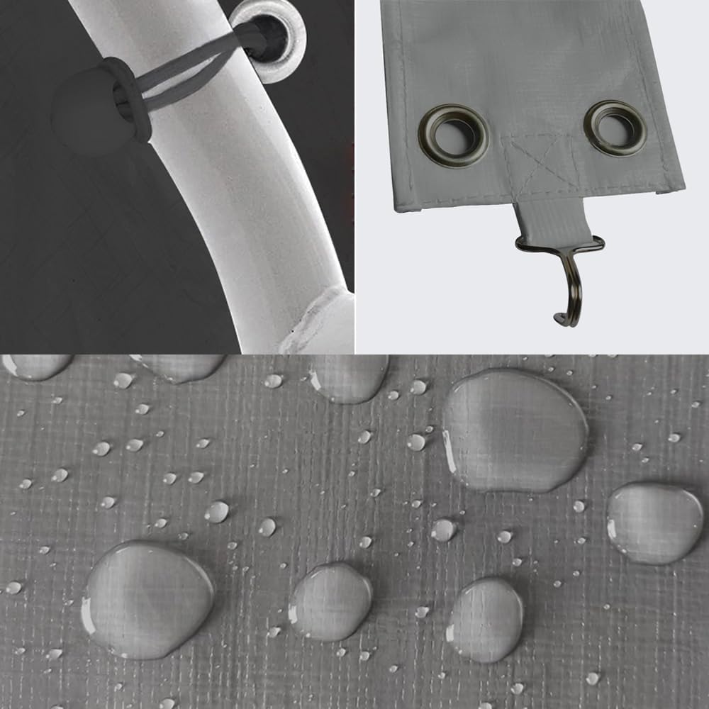 Rutile 10 x 20 FT Carport Replacement Cover - Heavy Duty Car Tarp Canopy Tent Garage Top Shelter With Fabric Leg Pole Skirts and Ball Bungees - Gray (Only Top Cover, Frame Not Included) Rutile