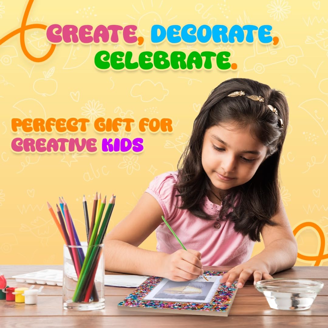 Playbees Kids Picture Frame Mosaic Craft Kit Craft DIY Arts & Crafts for Kids Frame Kit Great Birthday Gifts for 3 4 5 6 7 8 9 10 11 12 Year Old Holiday Christmas Gift for Girls Playbees