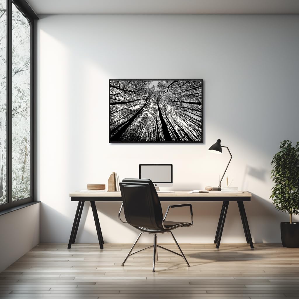 Bgraamiens Puzzle-Forest in Black and White-1000 Pieces Creative Black and White Nature Scenery Hard Puzzle Blue Board Jigsaw Puzzle Bgraamiens