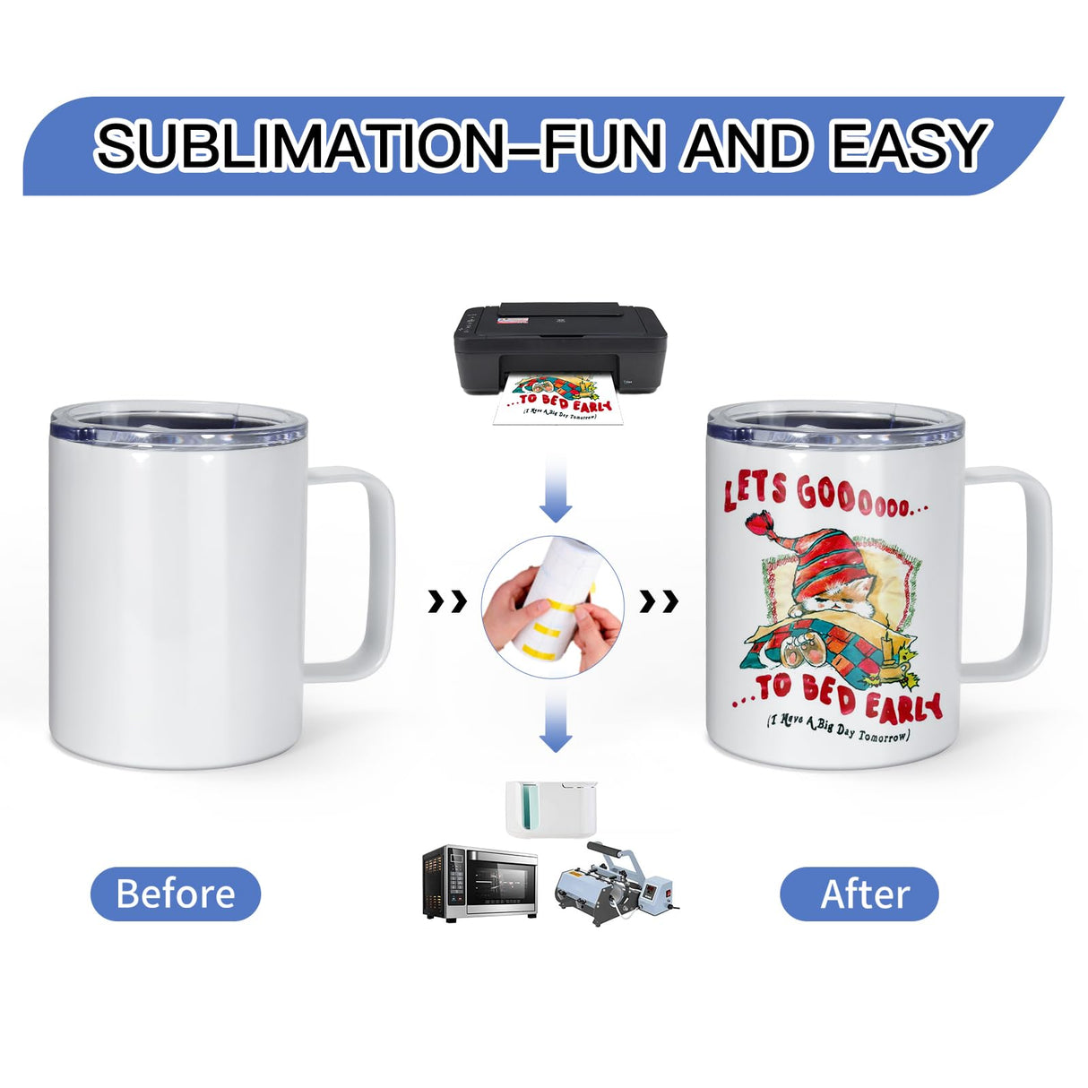 AGH 4 Pack Sublimation Mugs Blanks, 12 oz Stainless Steel Sublimation Coffee Tumbler with Handle and Sliding Lid, Sublimation Tumblers Blanks, Double Walled Vacuum Insulation for Coffee AGH