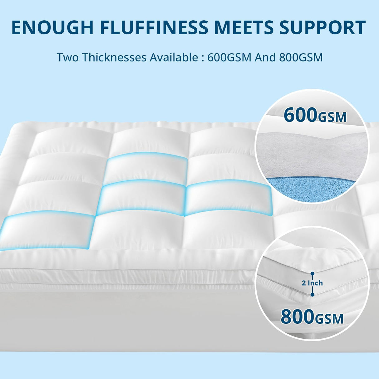 YUGYVOB Mattress Pad Extra Thick, Cooling, and Breathable California King Mattress Topper 8-21" Deep Pocket Soft Down Alternative Fill YUGYVOB