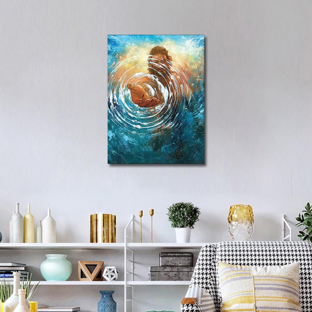 TISHIRON Diamond Painting Kits Jesus Diamond Painting Kits for Adults Full Drill Christ Religion Diamond Art Diamond Painting Kits for Kids Blue Ocean Bible Diamond Painting Kit, 12x16 Inches TISHIRON