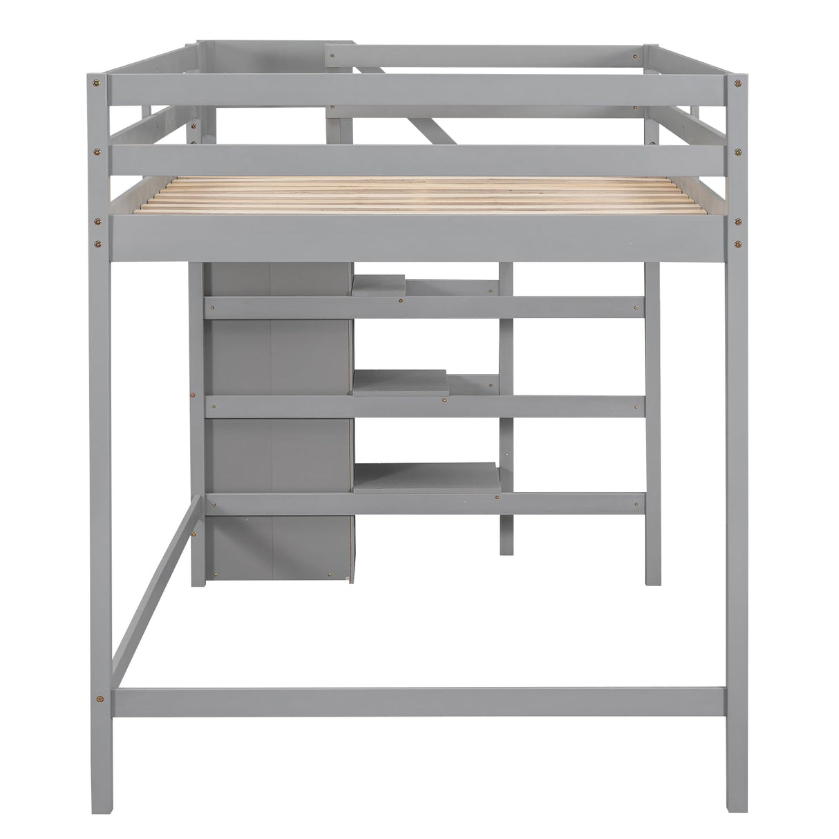 Harper & Bright Designs Grey Full Loft Bed with Storage Staircase and Wardrobe Harper & Bright Designs
