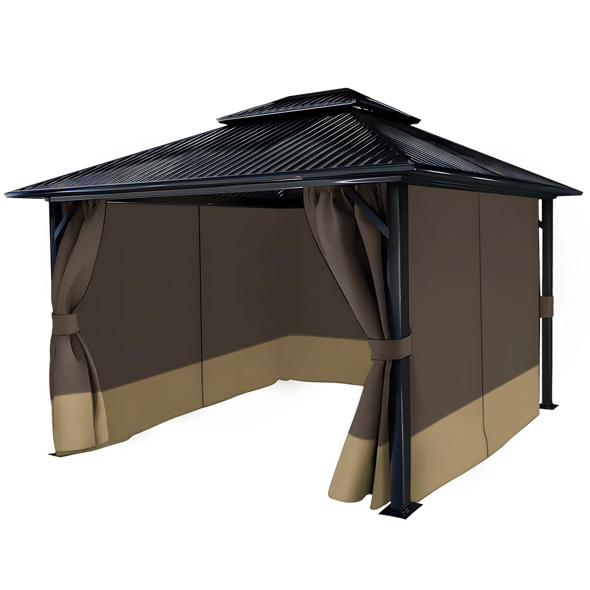COWVIE 4-Panel 12' x 14' Gazebo Replacement Curtains, Patio Privacy Sidewalls with Double Zipper, Replacement for Outdoor Gazebo Canopy (Curtain Only) COWVIE