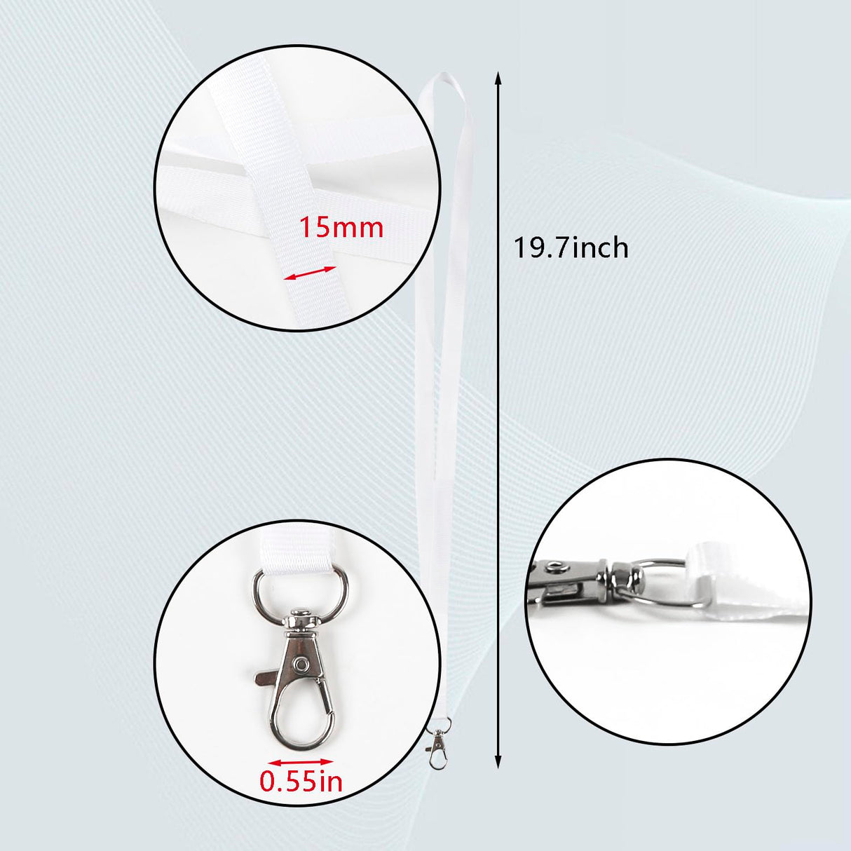 ASUNFO 50 Pcs Sublimation Lanyards Blank Bulk White Neck Lanyards Heat Transfer for ID Badge Holder Keychain ASUNFO