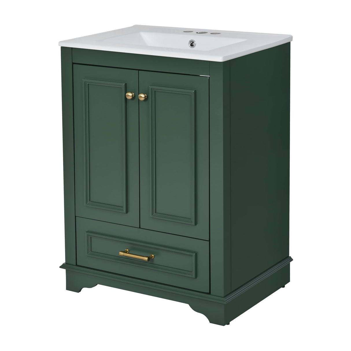 Merax 24" Bathroom Vanity with Sink, Modern Wood Bathroom Vanity Storage Cabinet with Adjustable Shelf and 1 Bottom Drawer, Solid Wood Frame, Ceramic Sink Top Merax