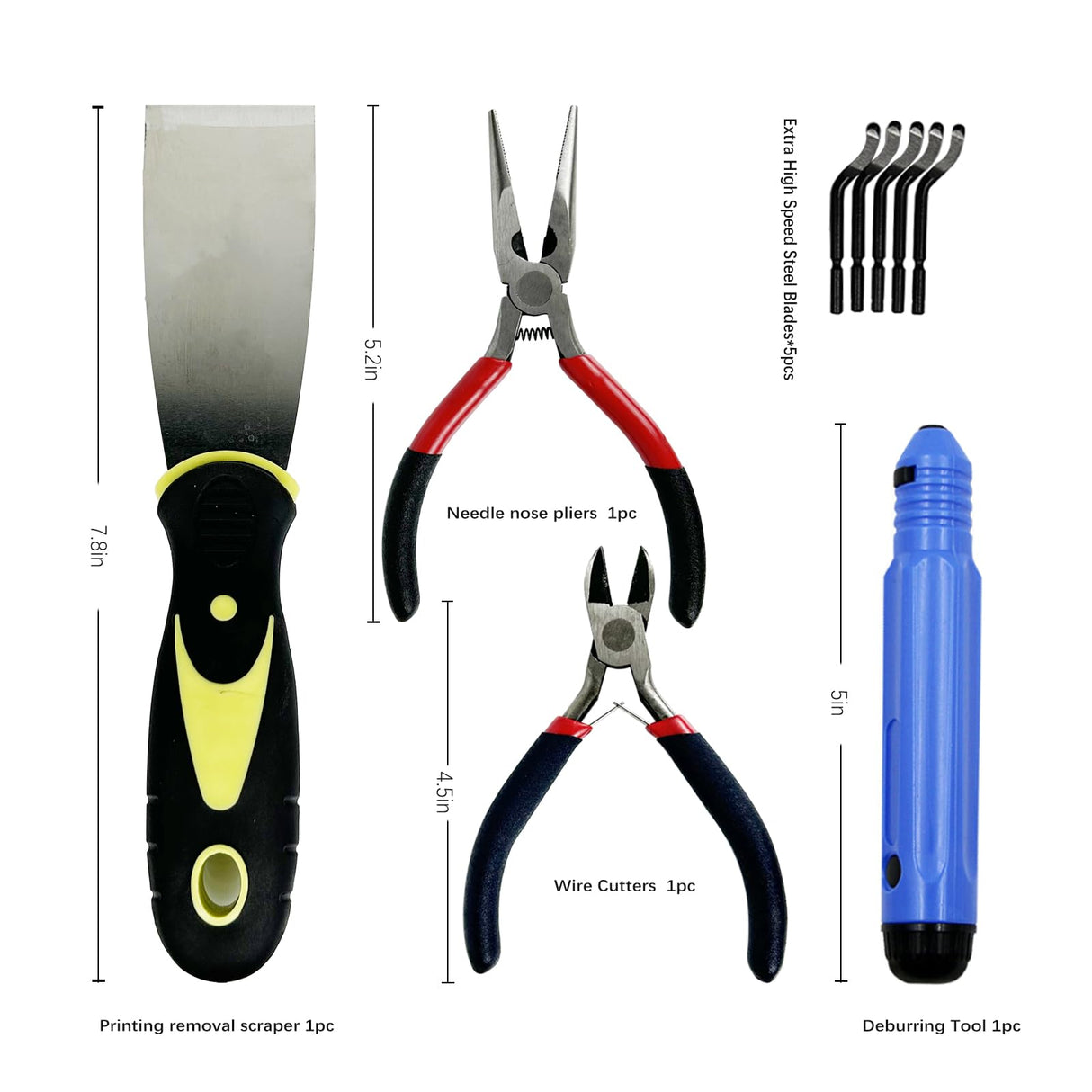 Inf3Dcoord 3D Printer Tool Kit Box includes Filament Cutting, Cleaning Needles, Needle Nose Plier, Electronic Digital Caliper, Knife Clean Up Kit, Brushes for 3D Printers Finishing, Cleaning,Repairing INF3DCOORD