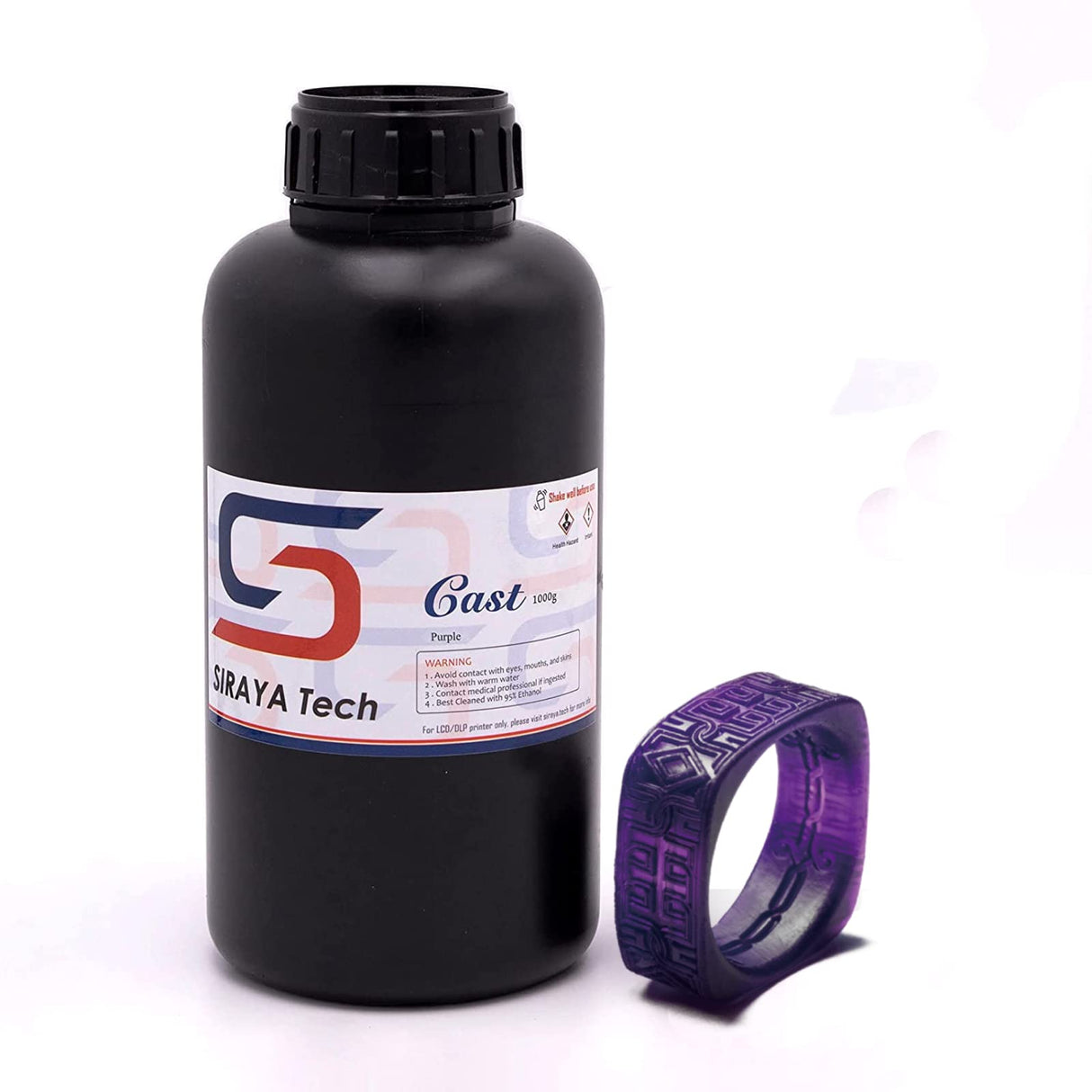 Siraya Tech Cast 3D Printer Resin Castable LCD UV-Curing Resin Easy to Print Use and Burn High Resolution 405nm Photopolymer Resin for Making jewelries and Metal Parts (Purple, 1kg) Siraya Tech