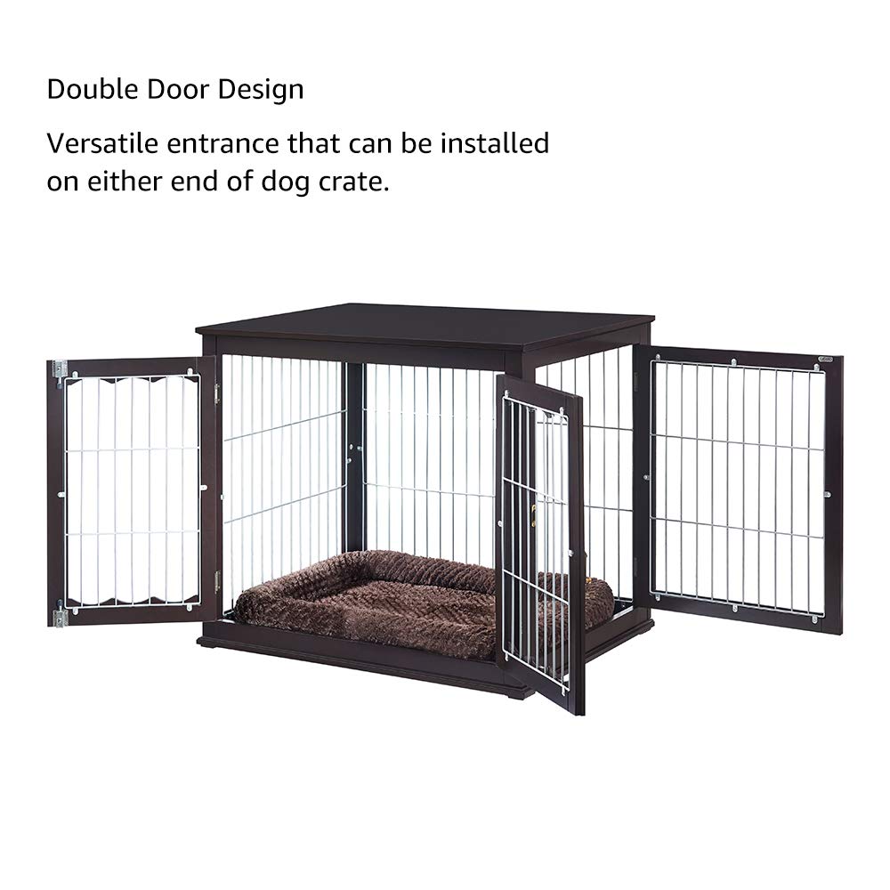 unipaws Furniture Style Dog Crate for Medium Large Dogs, Indoor Aesthetic Dog Stuff Kennel, Modern Decorative Wood Wire Pet House Dog Cage, Pretty Cute End Side Table Nightstand, Espresso… unipaws