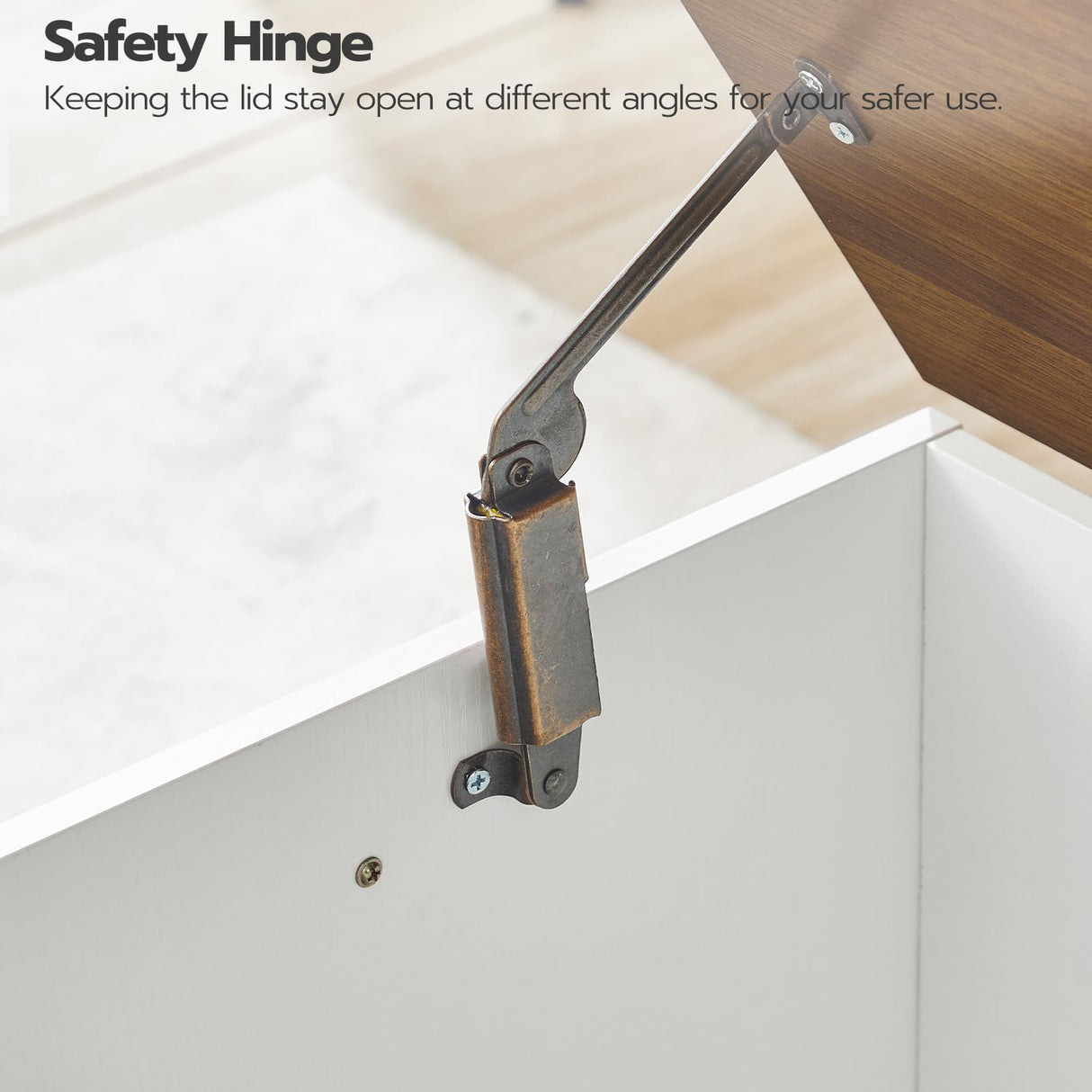 HOOBRO Storage Bench, 39.3" Retro Wooden Storage Chest, Wooden Storage Trunk, Toy Chest with Lift Top, Multifunctional Entryway Organizer, for Entryway, Living Room, White and Walnut WH141CW01 HOOBRO