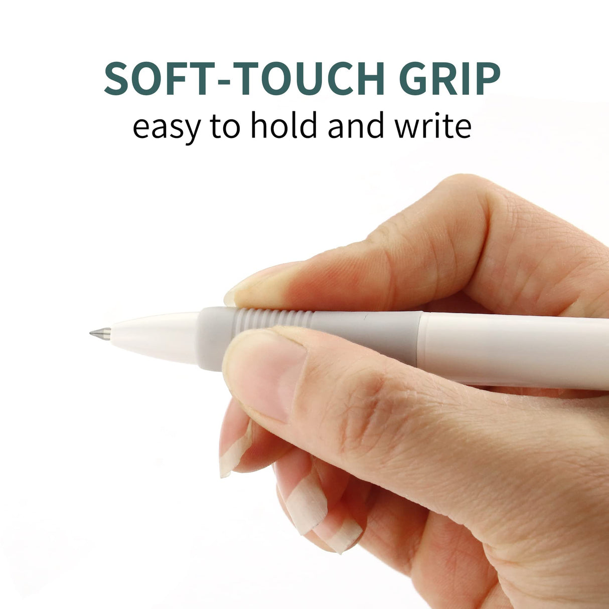 deegtran Pens Bulk, 50 Pack White Barrels Gel Pens, Retractable Black Ink Pens, No Smear Pens Fine Point Smooth Writing Pens, Click Office Pens, 0.7MM deegtran