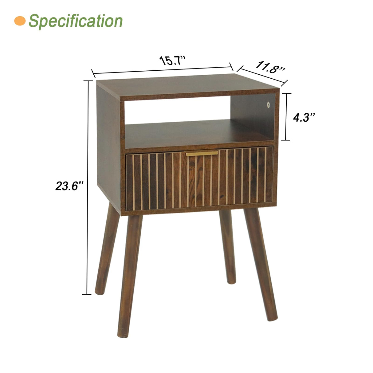 MaxSmeo Small Nightstand with Drawer, Mid Century Modern Bedside Table for Bedroom and Small Spaces, Solid Wood Legs, Easy Assembly, Rustic Brown MaxSmeo